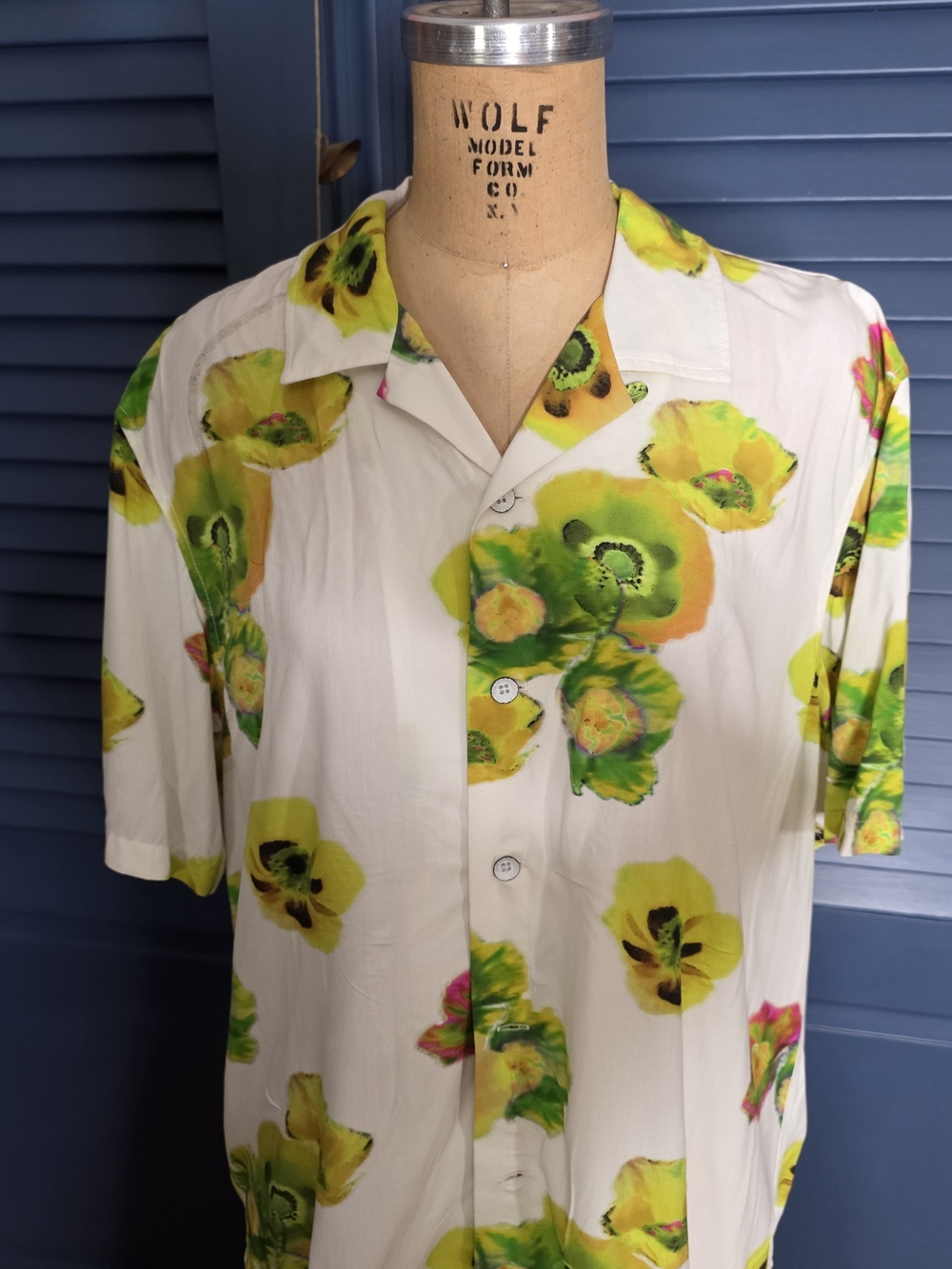 rag & bone Avery Floral Convertible Camp Collar Crepe Shirt - Men's Medium